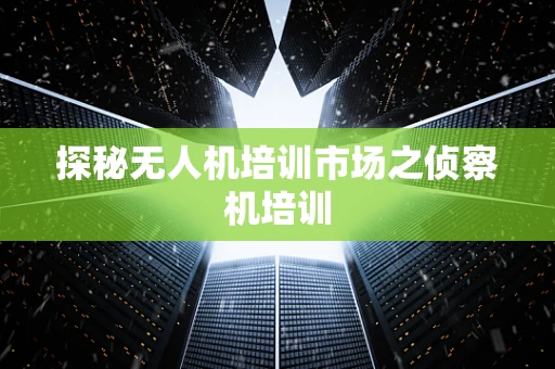 探秘无人机培训市场之侦察机培训