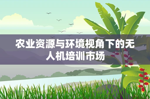 农业资源与环境视角下的无人机培训市场