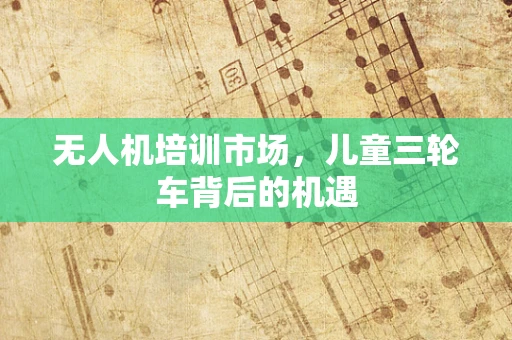 无人机培训市场，儿童三轮车背后的机遇